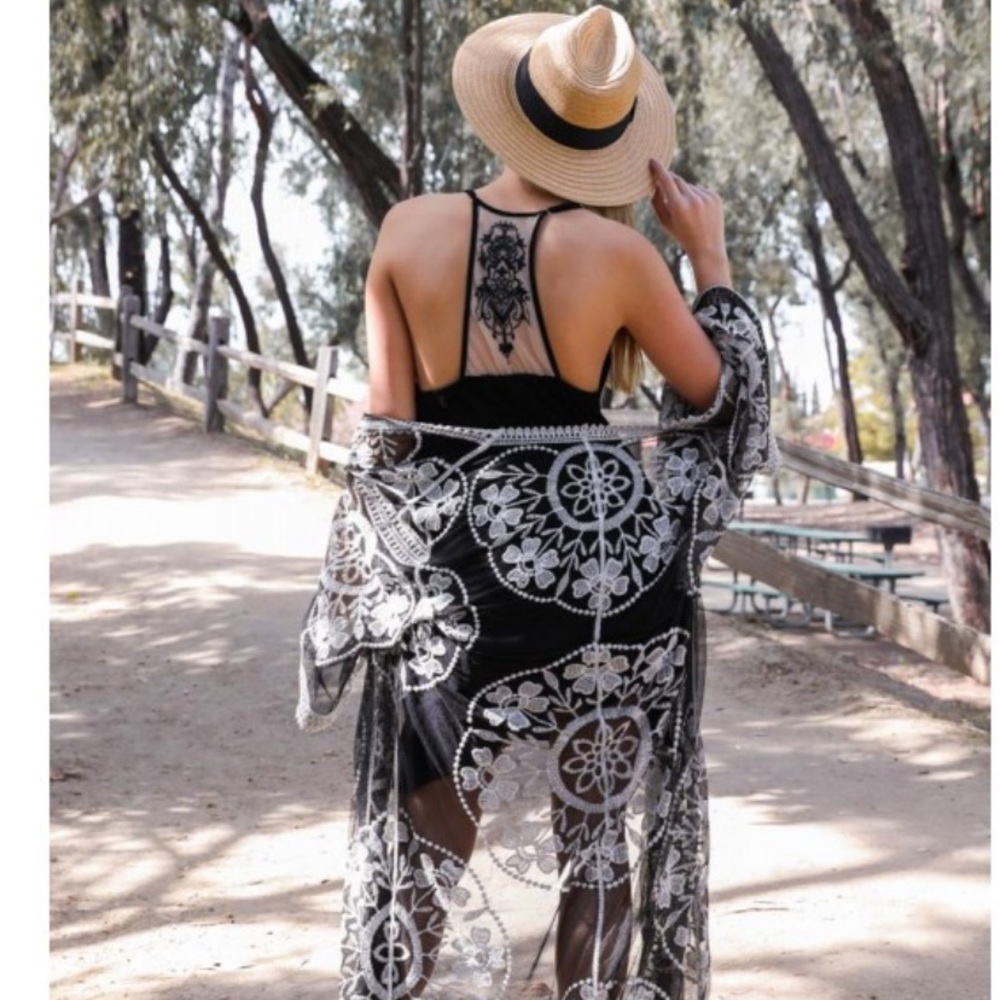 Last 1 S ! New Tattoo Boho Ruffle Trim Slip Dress - Picture 7 of 9